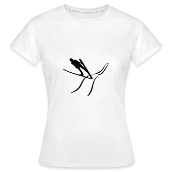 Skispringen, Skispringer und Schanze - Frauen T-Shirt - Weiß - Vorne - AI Model Female 172 dark (172cm)