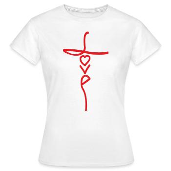 AMOUR - CROIX - JÉSUS - T-shirt Femme - blanc - Devant - AI Model Female 172 dark (172cm)