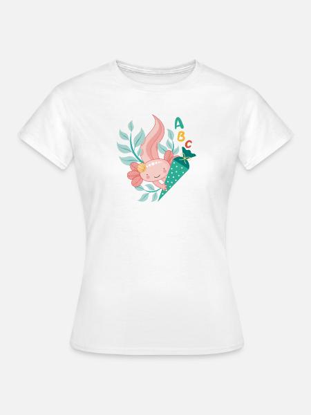 Axolotl mit Schultüte zur Einschulung - Frauen T-Shirt - Weiß