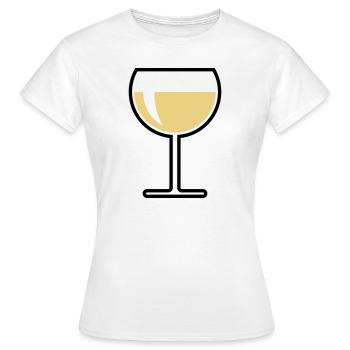 Verre à vin blanc rond (Vin blanc / Vin / 2C) - T-shirt Femme - blanc - Devant - AI Model Female 172 dark (172cm)