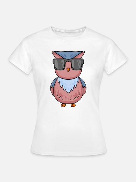 coole Eule mit Sonnenbrille - Frauen T-Shirt - Weiß