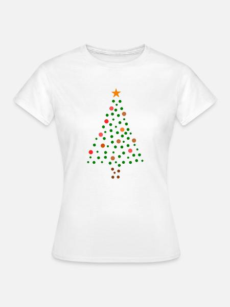 Weihnachtsbaum - Gepunktet - Frauen T-Shirt - Weiß