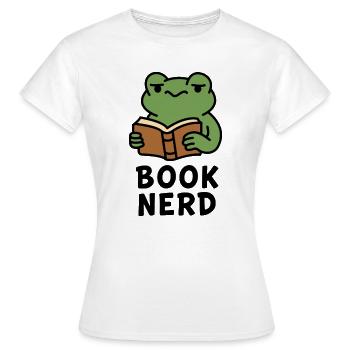 Wise Frog Lecture Livre Imprimer - T-shirt Femme - blanc - Devant - AI Model Female 172 dark (172cm)
