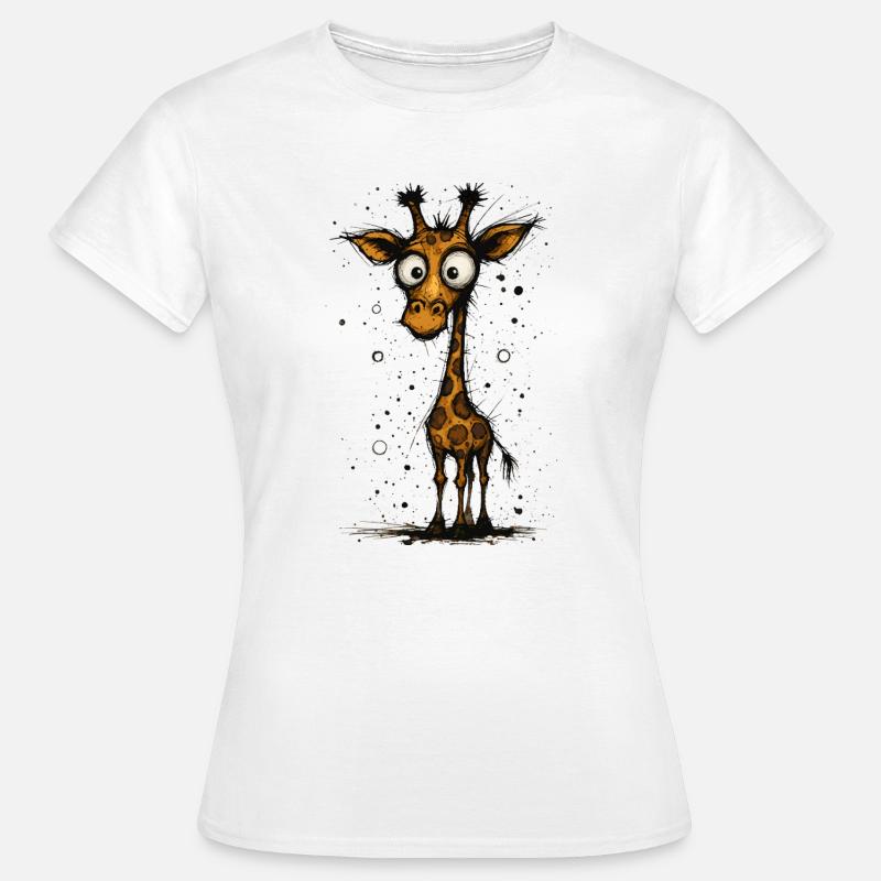 Giraffa divertente con grandi occhi - splash comico - Maglietta da donna - bianco