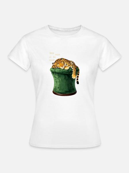 Schlafender Leopard auf Zylinderhut - Frauen T-Shirt - Weiß
