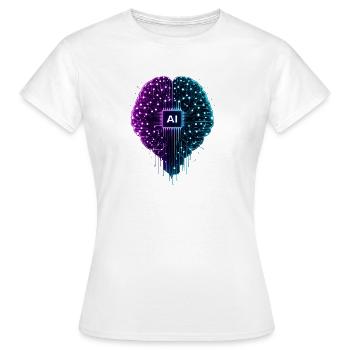 Neon-KI-Gehirn mit Schaltungsmuster - Frauen T-Shirt - Weiß - Vorne - AI Model Female 172 dark (172cm)