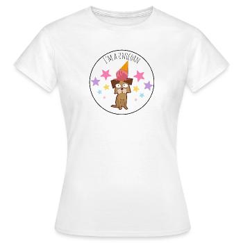 Eiscremehund mit Sternen I’m a Unicorn Hund Design - Frauen T-Shirt - Weiß - Vorne - AI Model Female 172 dark (172cm)