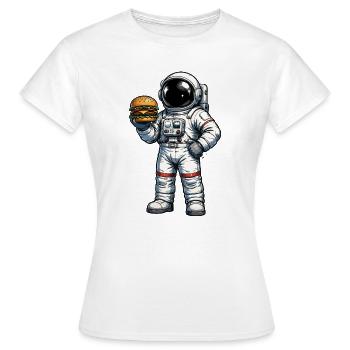 Astronaut with burger in space - Women's T-Shirt - white - Front - AI Model Female 172 dark (172cm)