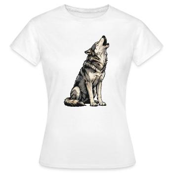 Howling Wolf Illustration - Women's T-Shirt - white - Front - AI Model Female 172 dark (172cm)