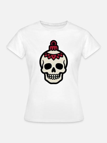 Totenkopf Christbaumkugel Logo - Frauen T-Shirt - Weiß
