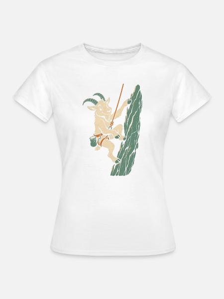 Klettern Ziege an der Felswand Kletterer Herren - Frauen T-Shirt - Weiß
