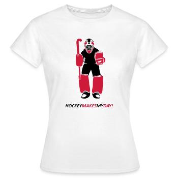 Gardien de but de hockey sur gazon - T-shirt Femme - blanc - Devant - AI Model Female 172 dark (172cm)