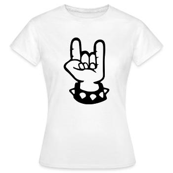 gehörnten Zeichen metal fork rock hand sign devil - Frauen T-Shirt - Weiß - Vorne - AI Model Female 172 dark (172cm)