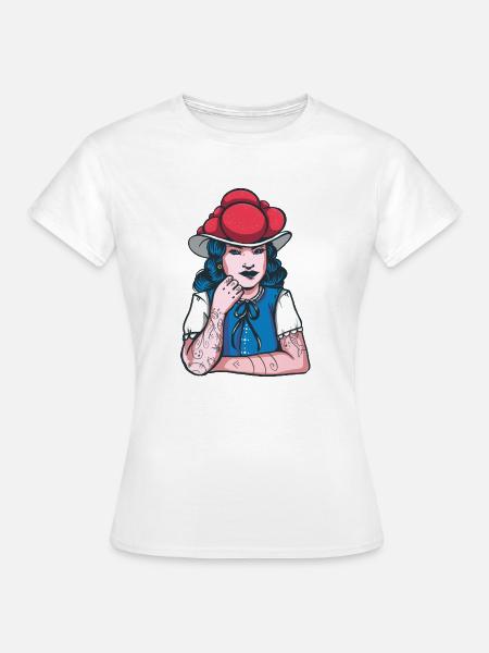 Schwarzwaldmarie Bollenhut Tattoo - Frauen T-Shirt - Weiß