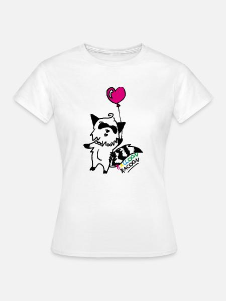 Balloon Racoon- Waschbär hält einen Ballon - Frauen T-Shirt - Weiß