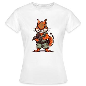 Eichhörnchen bis an die Zähne bewaffnet - Frauen T-Shirt - Weiß - Vorne - AI Model Female 172 dark (172cm)