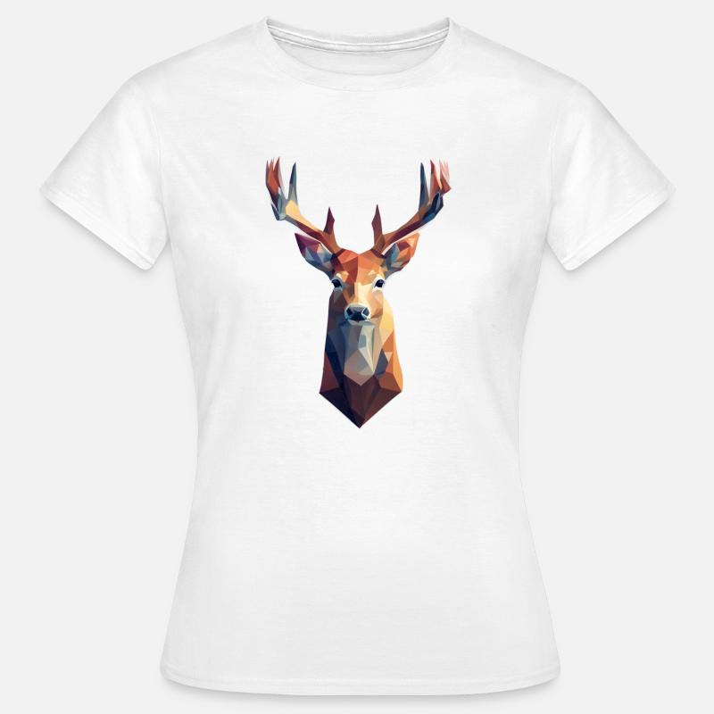 Deer - Polygon Art - Women's T-Shirt - white