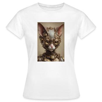 Cyber Punk Chat Sphinx - T-shirt Femme - blanc - Devant - AI Model Female 172 dark (172cm)