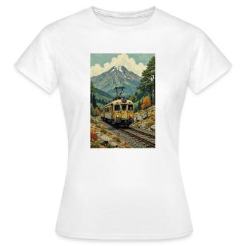 Retro Train Image - Women's T-Shirt - white - Front - AI Model Female 172 dark (172cm)