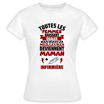 Maman,infirmière ,cadeau infirmière,fête des mères - T-shirt Femme - blanc - Devant - AI Model Female 172 dark (172cm)