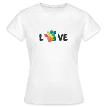 Love Regenbogen Tatzen Pfoten - Frauen T-Shirt - Weiß - Vorne - AI Model Female 172 dark (172cm)