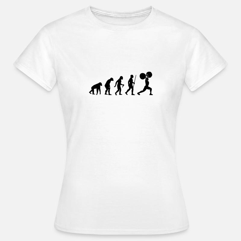 Human Evolution Weightlifting - Frauen T-Shirt - Weiß