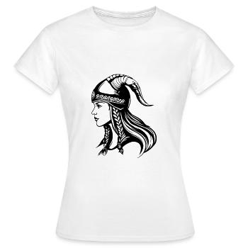 Wikinger Frau Kriegerin - Frauen T-Shirt - Weiß - Vorne - AI Model Female 172 dark (172cm)