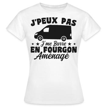 J'peux pas j'me barre en fourgon aménagé - T-shirt Femme - blanc - Devant - AI Model Female 172 dark (172cm)
