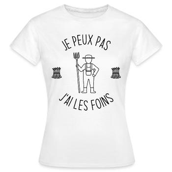 Je Peux Pas J'ai Les Foins - T-shirt Femme - blanc - Devant - AI Model Female 172 dark (172cm)