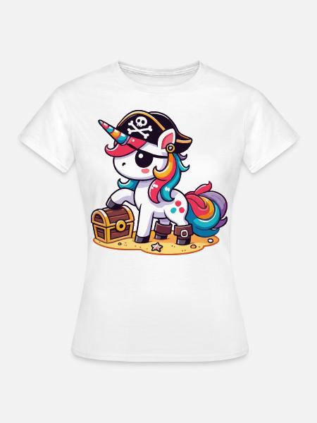 Eenhoorn Piraat Kostuum Halloween - Vrouwen T-shirt - wit
