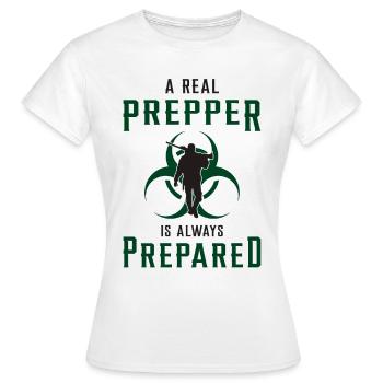 Prepper Survival Outdoor Natur Überleben Geschenk - Frauen T-Shirt - Weiß - Vorne - AI Model Female 172 dark (172cm)