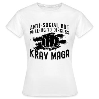 Anti-Social Mais Krav Maga Arts Martiaux MMA Fighter - T-shirt Femme - blanc - Devant - AI Model Female 172 dark (172cm)