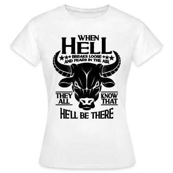 Quand l’enfer se déchaîne et le torero Bull Rider - T-shirt Femme - blanc - Devant - AI Model Female 172 dark (172cm)