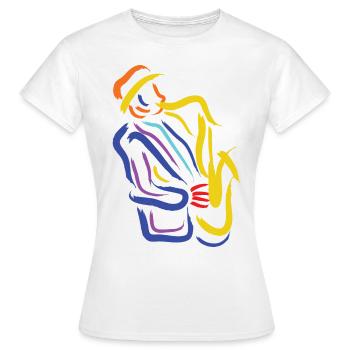 Abstract Saxophonist Jazz Musician - For Saxophone - Frauen T-Shirt - Weiß - Vorne - AI Model Female 172 dark (172cm)