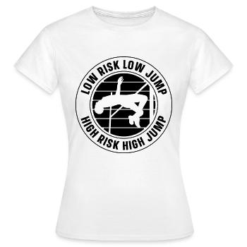 Low Risk Low Jump High Retro Shot Put High Jumper - Women's T-Shirt - white - Front - AI Model Female 172 dark (172cm)
