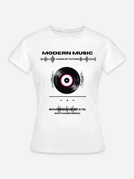 Modern Music - Schallpaltte Vinyl - Frauen T-Shirt - Weiß