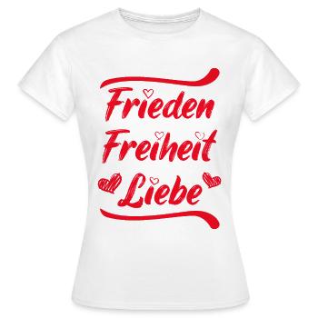 Frieden Freiheit Liebe Demo Herz demonstrieren - Frauen T-Shirt - Weiß - Vorne - AI Model Female 172 dark (172cm)