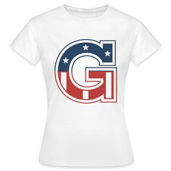 Buchstabe G USA - Frauen T-Shirt - Weiß - Vorne - AI Model Female 172 dark (172cm)