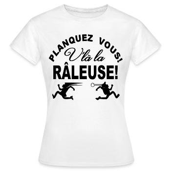 Drôle ce texte | Planquez vous voilà la râleuse - T-shirt Femme - blanc - Devant - AI Model Female 172 dark (172cm)