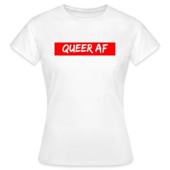 Queer AF LGBTIQ CSD Pride - T-shirt Femme - blanc - Devant - AI Model Female 172 dark (172cm)