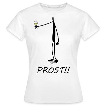 Prost, Cheers, Wein trinken, funny Shirt, kopflos - Frauen T-Shirt - Weiß - Vorne - AI Model Female 172 dark (172cm)