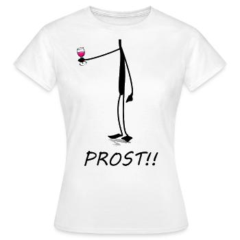 Prost, Cheers, Wein trinken, funny Shirt, kopflos - Frauen T-Shirt - Weiß - Vorne - AI Model Female 172 dark (172cm)
