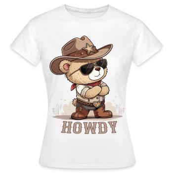 Cowboy Western Teddybär Howdy - Frauen T-Shirt - Weiß - Vorne - AI Model Female 172 dark (172cm)