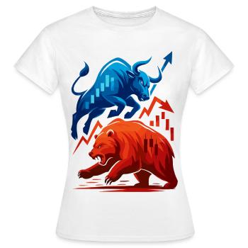Stier gegen Bär Wall Street Börsenkampf Aktien - Frauen T-Shirt - Weiß - Vorne - AI Model Female 172 dark (172cm)