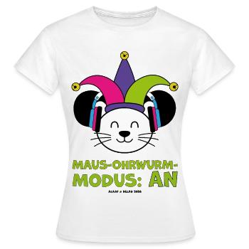 Carnival Mouse with Jester's Cap and Headphones - Women's T-Shirt - white - Front - AI Model Female 172 dark (172cm)