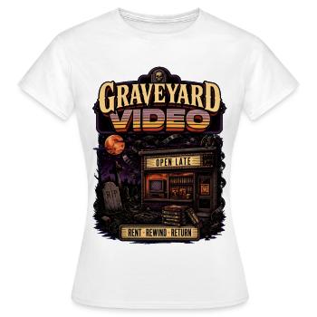 Vidéo du cimetière Ouverture tardive Rétro - T-shirt Femme - blanc - Devant - AI Model Female 172 dark (172cm)