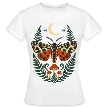 Moth Forest Motif with Fern and Moon - Women's T-Shirt - white - Front - AI Model Female 172 dark (172cm)