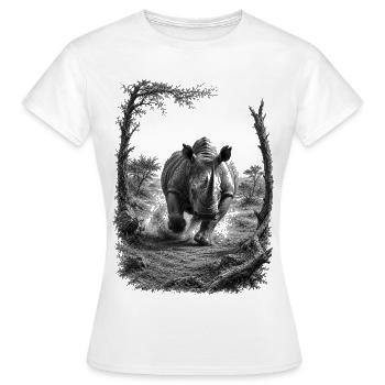 Le rhinocéros sauvage dans la nature dans le style du dessin artistique - T-shirt Femme - blanc - Devant - AI Model Female 172 dark (172cm)