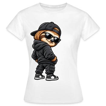 Cool gangster sloth in streetwear style - Women's T-Shirt - white - Front - AI Model Female 172 dark (172cm)