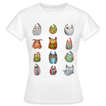Eule Uhu Tier Waldtier Steinkauz Schleiereulen Fun - Frauen T-Shirt - Weiß - Vorne - AI Model Female 172 dark (172cm)